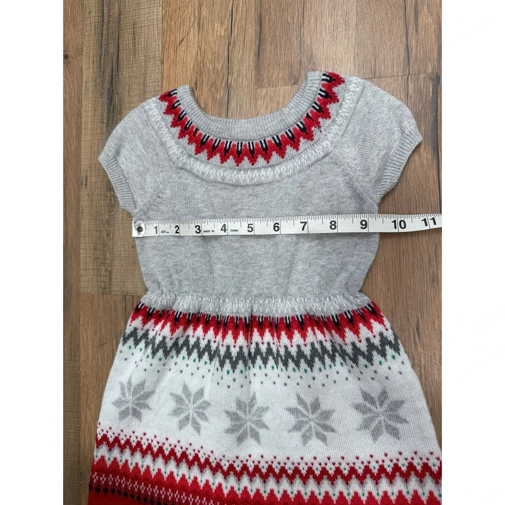 Gymboree Fair Isle Sweater Dress 12–18M Gray Red Holiday‎ Winter Knit